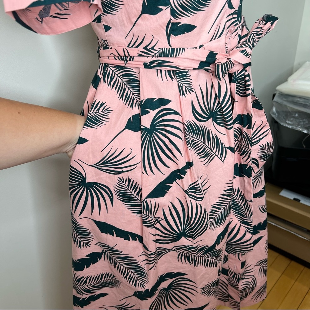 Boden Pink Palm-Print Shirt Dress - Picture 8 of 10